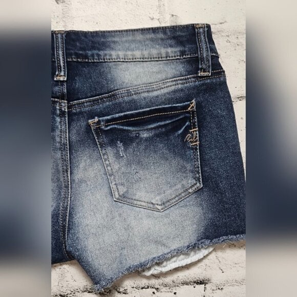 Blue Desire Curvy Short Shorts with Lace Pockets - Picture 8 of 15